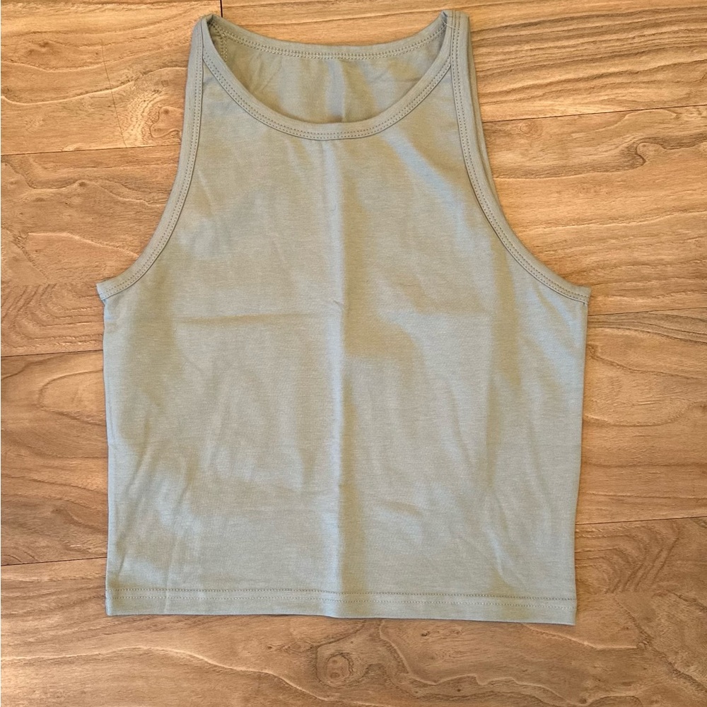 Amazon light green sleeveless top, size large.